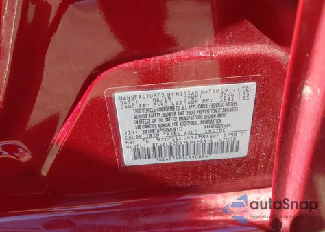 2019 Nissan Sentra Sv из США, поврежденный, VIN 3N1AB7AP1KY408117